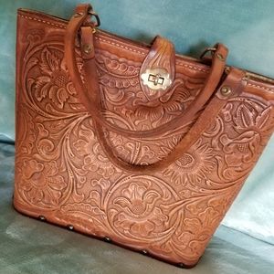 Hand Tooled Leather Tote